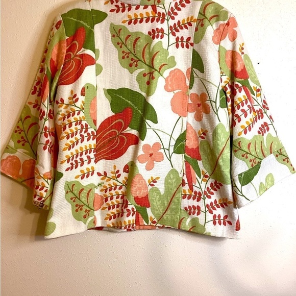 Painted Pony Woven Tapestry Bright Floral Print Blazer - Picture 6 of 11